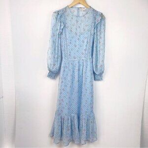 Miss Selfridge mesh midi smock dress in light blue 2